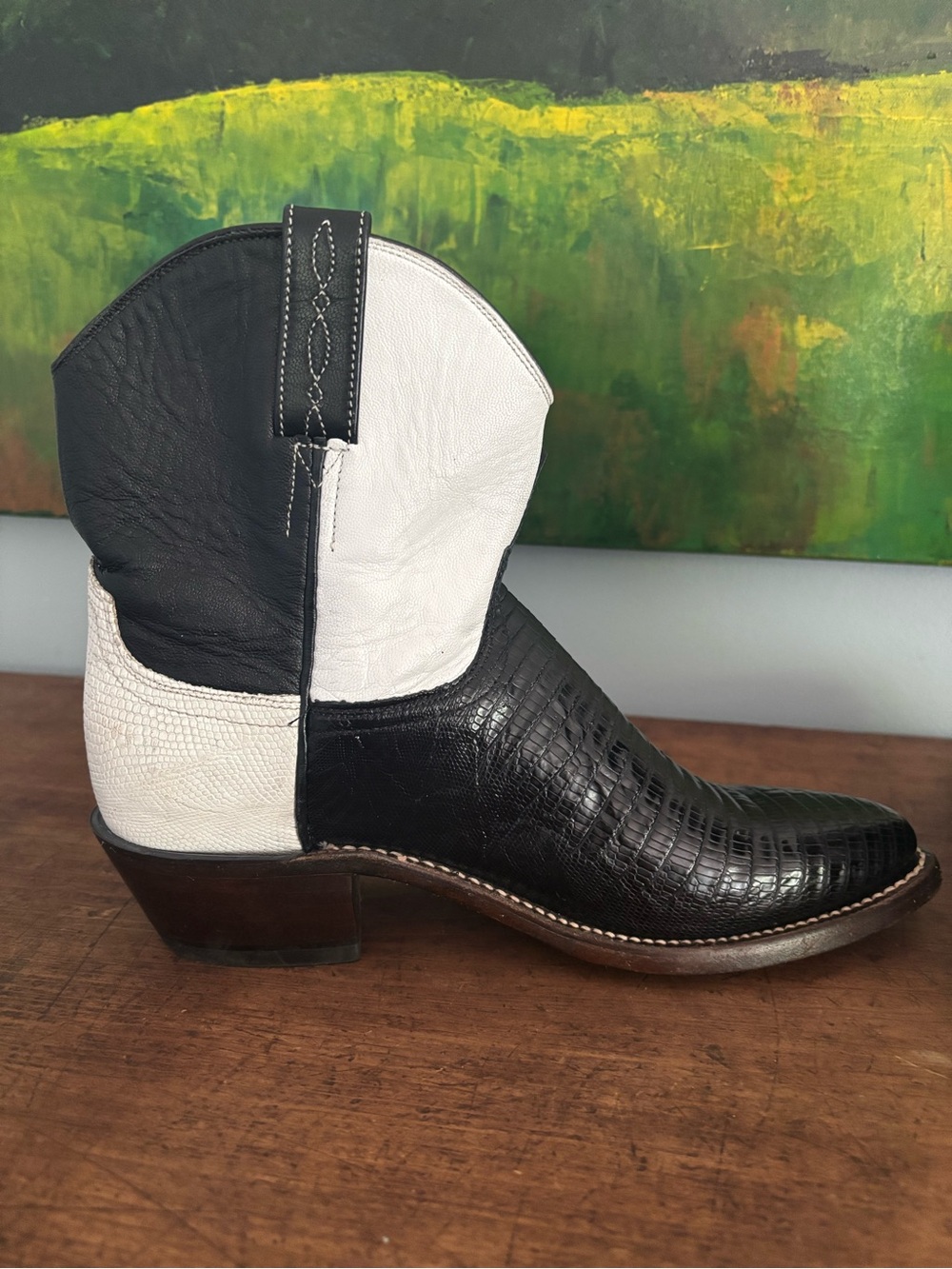 Rare Ltd.Edition Lucchese x Nick Fouquet Marfa Black Lizard Western Boots Sz 8 - Picture 4 of 9